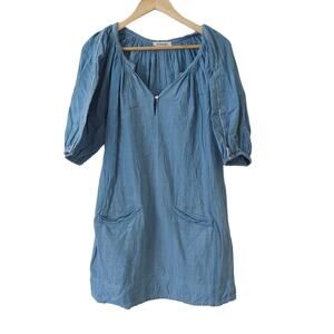 NYMaNE Chambray Cotton Shirt Dress Sz S/M Boho Peasant Handcrafted Artisan $348